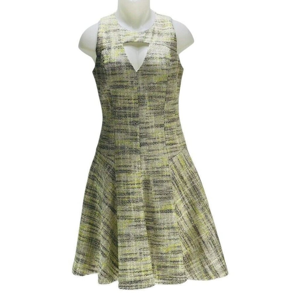 WYATT Dress Women's Size 6 Fit & Flare Shimmery Woven Back Zip Paneled